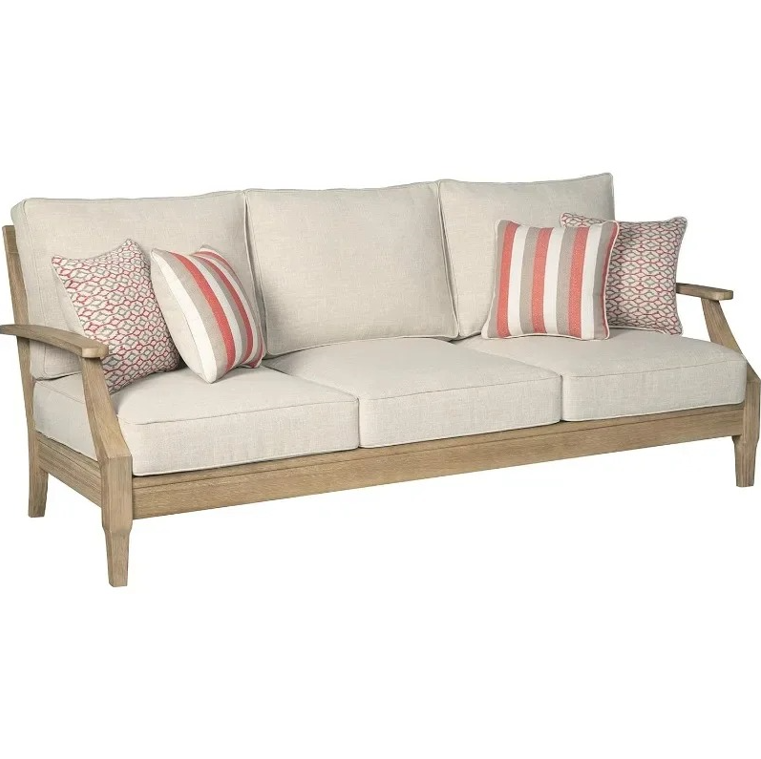 Outdoor Patio Sofa with Cushions Beige Couch | Outdoor Sofa with Cushions