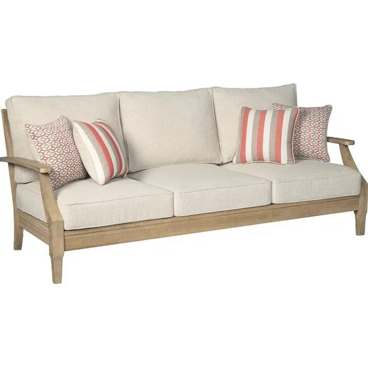 Outdoor Patio Sofa with Cushions Beige Couch | Outdoor Sofa with Cushions
