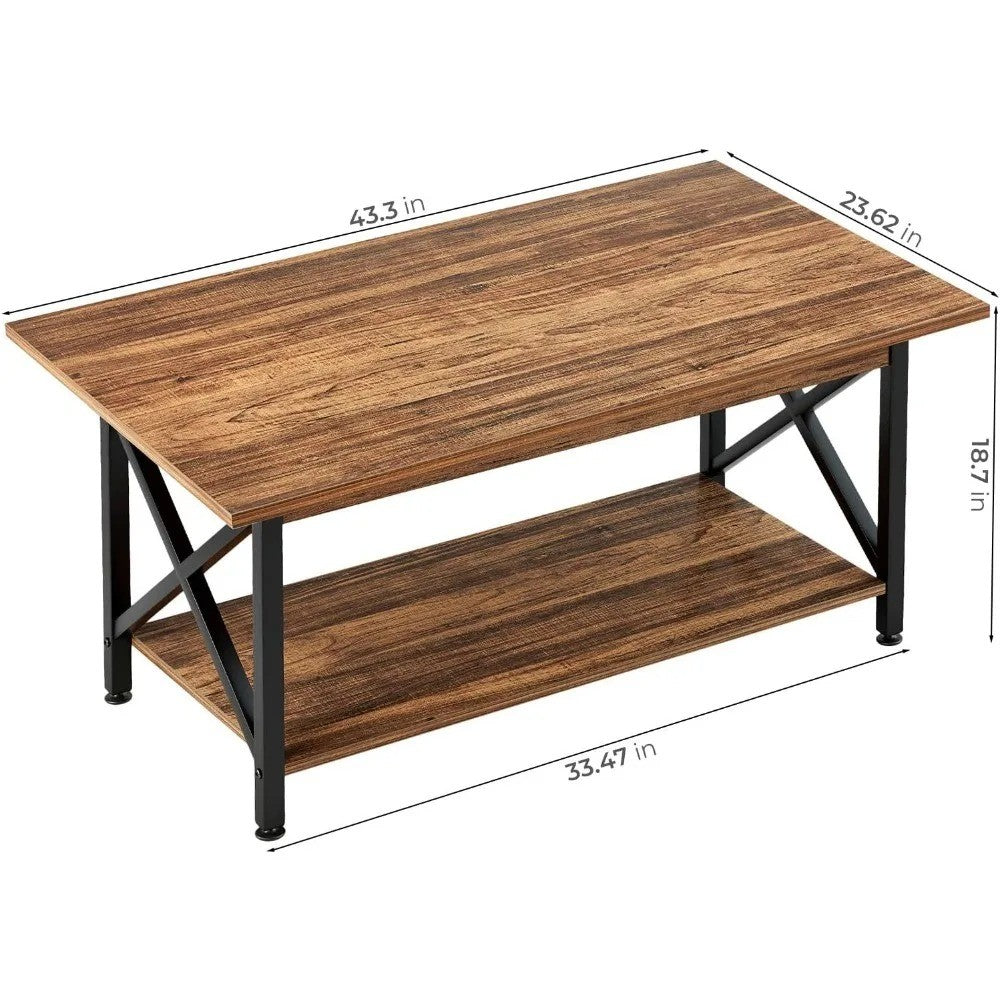 New Rectangle Coffee Wood Living Room Table Farmhouse Accent Center Low Cocktail Tea Table