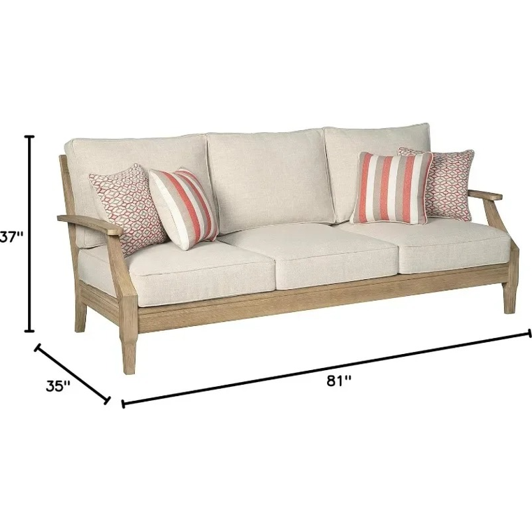 Outdoor Patio Sofa with Cushions Beige Couch | Outdoor Sofa with Cushions